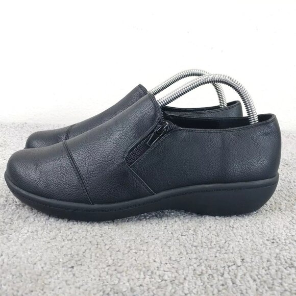 Flex Step Clogs Womens Size 8.5 Comfort Shoes Black Slip On Flats Telma - Picture 1 of 10